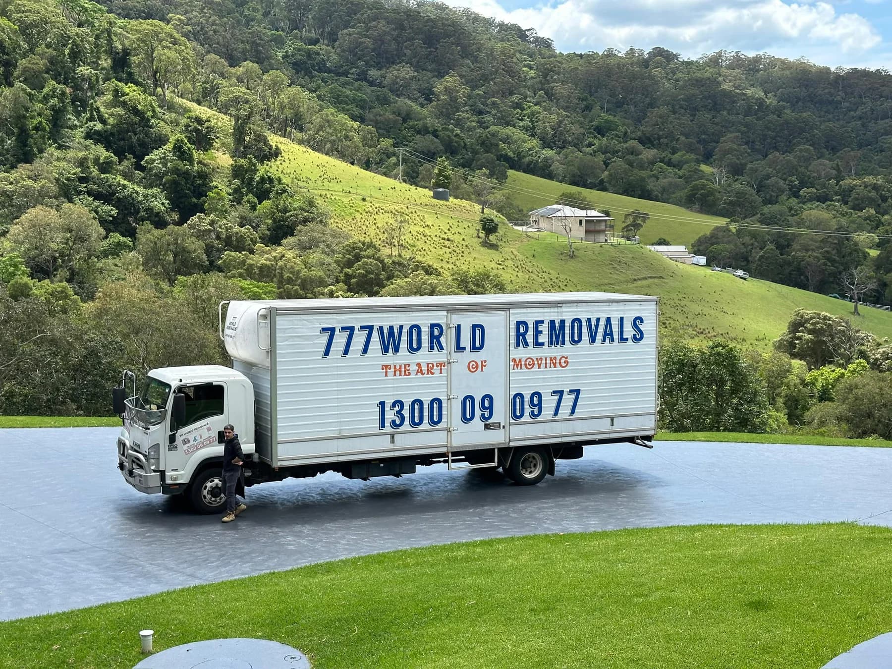 777 World Removals truck on a completed regional move near Wollongong